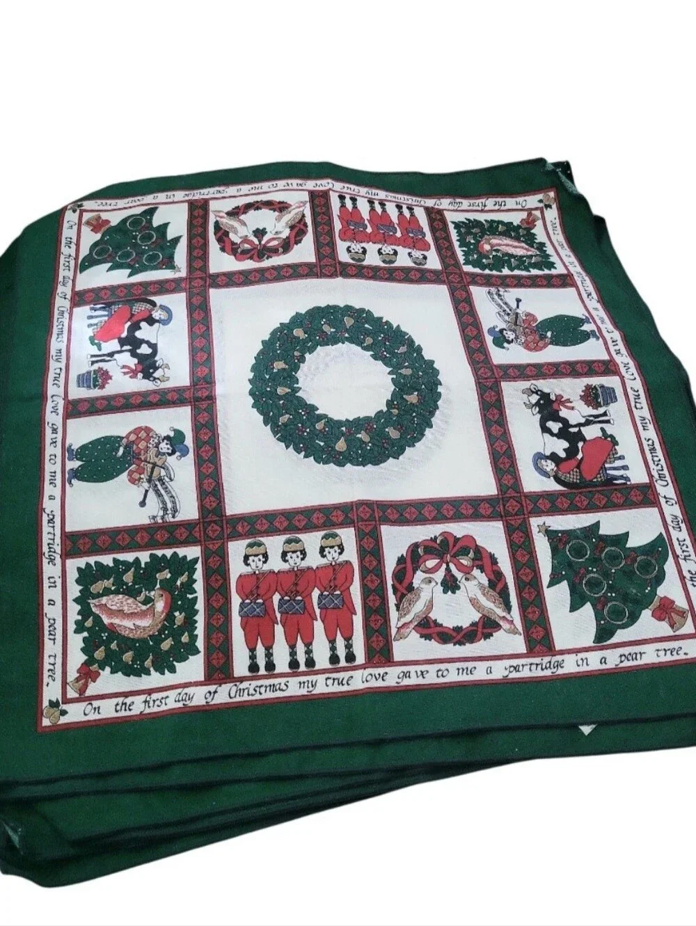 Vintage Sunweave 12 Days Of Christmas Holiday  Napkin Set Of 8